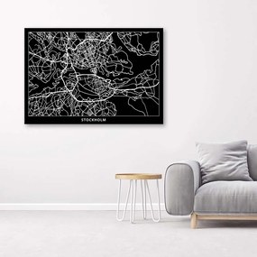 Obraz na plátně Mapa města Stockholm - 100x70 cm