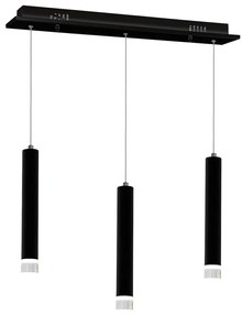 Závesné svietidlo Carbon, 3x čierne kovové tienidlo, b