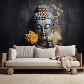 Gario Fototapeta Sivý Budha a kvety Materiál: Vliesová, Rozmery: 100 x 70 cm