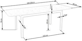 Rozkladací jedálenský stôl 160-228 cm Fapo (biela) (pre 6 8 osôb). Vlastná spoľahlivá doprava až k Vám domov. 1049121