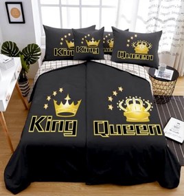 6 dielne Obliečky polycotton King&Queen gold 200x140cm+90x70cm TiaHome