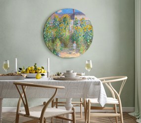 Artgeist Okrúhlý obraz - Claude Monet’s Garden at Vétheuil - Farmhouse With Sunflowers Veľkosť: 60x60