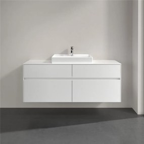 VILLEROY &amp; BOCH Collaro závesná skrinka pod umývadlo na dosku (umývadlo v strede), 4 zásuvky, 1400 x 500 x 548 mm, Glossy White, C08400DH