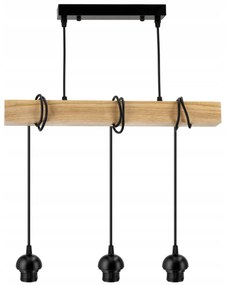 BERGE LED závesné stropné svietidlo, drevený trám, 3xE27, loft, dymovo šedá