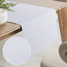 Biante Teflónový behúň na stôl TF-078 Ornamenty - studená biela 20x120 cm