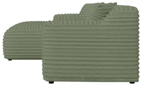 Zelená menčestrová rohová pohovka (ľavý roh/s leňoškou) Martin – Ropez