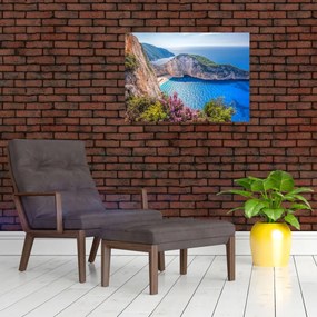 Sklenený obraz - Pláž Navagio, Grécko (70x50 cm)