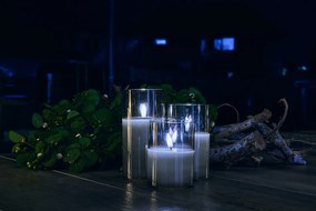 DECOLED Sada 3 LED sviečok zo skla, sivá, s diaľkovým ovládaním