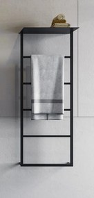 Sapho Sapho, SKA nástenný držiak uterákov s policou 454x1184x252mm, čierna mat, SKA701