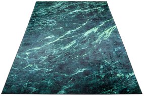 Moderný zelený koberec s mramorovým vzorom