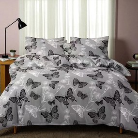 Obliečky OPRAH GREY BUTTERFLIES 7-dielna sada 140x200 cm