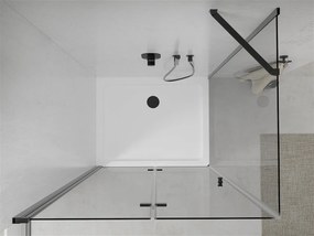 Mexen Lima, sprchovací kút so skladacími dverami 90 (dvere) x 110 (stena) cm, 6mm číre sklo, čierny profil + slim sprchová vanička biela s čiernym sifónom, 856-090-110-70-00-4010B