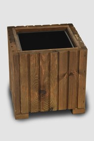 Hranatá Drevený truhlík s plastovou vložkou - hnedá, 25x25x25