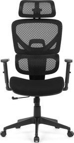 Kancelárska ergonomická stolička TRAGEL — sieťovina / látka, čierna