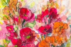 Samolepiaca tapeta  maľované kvetinové zátišie - 225x150