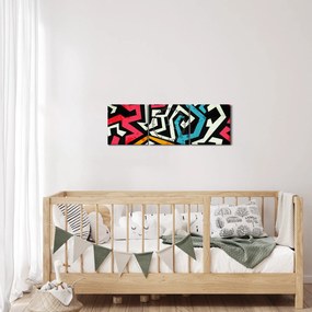 Obraz grafické abstrakcie (s hodinami) (90x30 cm)