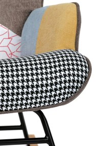 Hojdacie kreslo FABIAN — kov, masív, látka, patchwork