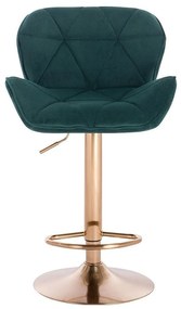 LuxuryForm DESIGN Barová stolička MILANO VELUR na zlatom tanieri - zelená