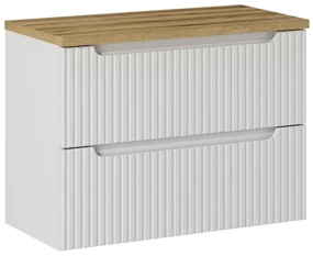 Závěsná skříňka pod umyvadlo Nova White I s deskou 80 cm bílá/dub coast evoke