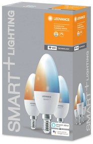 LEDVANCE SMART+ WiFi E14 5W sviečka 2700–6500K 3ks