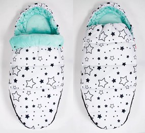 Fusak do kočíka TheBaby - HVIEZDIČKY - biely/mätový