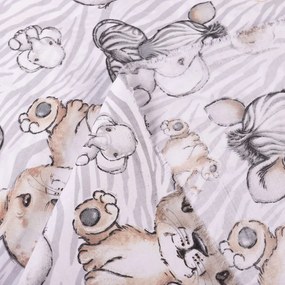 Biante Detský bavlnený záves Sandra SA-335 Africké zvieratká na sivom zebrovanom 150x190 cm