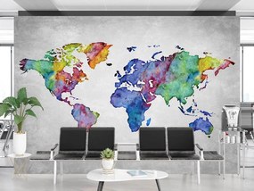 Gario Fototapeta Mapa sveta v akvarelu Materiál: Vliesová, Rozmery: 200 x 140 cm