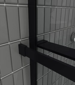 Erga Paris, sprchová zástena Walk-In 130x200 cm, 8mm šedé sklo, čierny profil, ERG-V02-PARIS-130x200-GR-BK