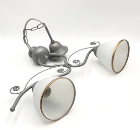 Luster na reťazi RETRO 2xE27/60W/230V strieborná