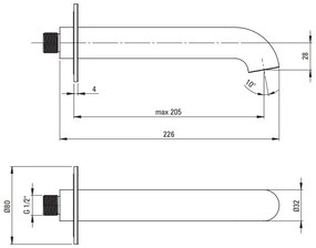 Deante Silia, vaňová výlevka 226 mm, zlatá matná, DEA-NQS_R81K