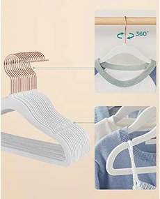 Detské vešiaky, balenie 50 ks zamatových vešiakov, 30 x 0,5 x 20,5 cm, biele