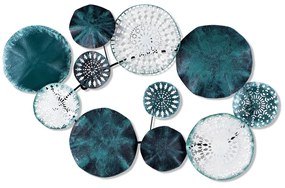 Nástenná kovová dekorácia CHARM modrá/biela