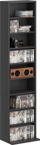 HOMCOM Knižnica s 9 policami na 260 CD s moderným dizajnom, CD regál z drevotriesky, 33x24x140 cm, čierna | Aosom