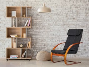 ModernHome Fínske hojdacie kreslo - šedé s hnedým rámom