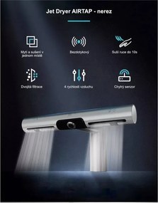 Bezdotykový sušič rúk - tryskový v kombinácii s bezdotykovou batériou Jet Dryer AIRTAP, čierny mat, okrúhly