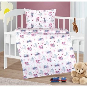 Bellatex Bavlnené obliečky do postieľky AgataUnicorn ružové, 90 x 135 cm, 45 x 60 cm