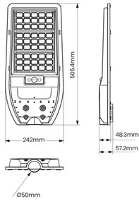 LED solárne pouličné svietidlo VIA 100W/10000 mAh 3,2V 6000K IP54 + diaľkové ovládanie