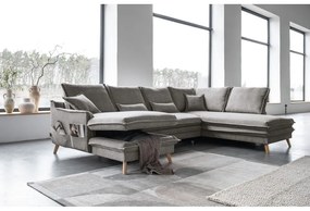 Sivá rozkladacia rohová pohovka (pravý roh/do tvaru "U") Charming Charlie – Miuform