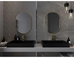 Mexen Loft, oválne kúpeľňové zrkadlo 70 x 50 cm, farba rámu zlatá lesklá, 9851-070-050-000-50