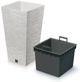 Kvetináč FURU SQUARE ECO WOOD s vložkou 30 c m,biely ECO