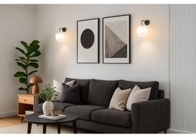 Nástenné svietidlo Costa, 1x biele sklenené tienidlo, b/g