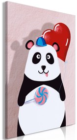 Artgeist Obraz - Panda with a Balloon (1 Part) Vertical Veľkosť: 40x60, Verzia: Premium Print