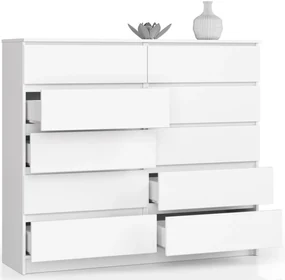 Komoda Kuba 140 cm 10 zásuviek biela
