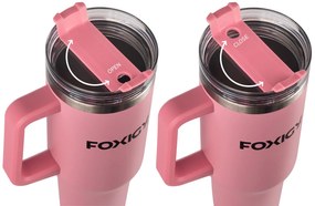 Foxigy Termohrnček do auta so slamkou 1200 ml Pink