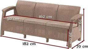 ALLIBERT CORFU LOVE SEAT MAX Pohovka, 182 x 70 x 79cm, cappuccino/piesková 17197959