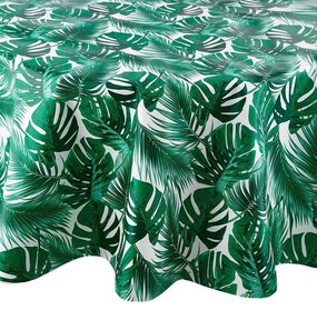 Butlers WATERPROOF Obrus umývaťeľný Monstera okrúhly 140 cm - tm. zelená