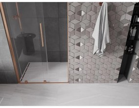 Mexen Velar, posuvné dvere do otvoru 120x200 cm, 8mm číre sklo, medená matná, 871-120-000-01-65