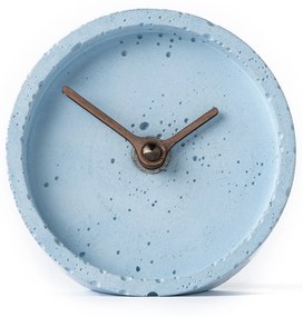 Stolové hodiny z betónu CLOCKIES, 10cm, okrúhle, modré