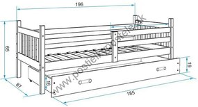 Posteľ CARINO 1 - 190x80cm - Biela - Ružová