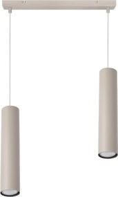 Závesné svietidlo Tuba, 2x béžové kovové tienidlo